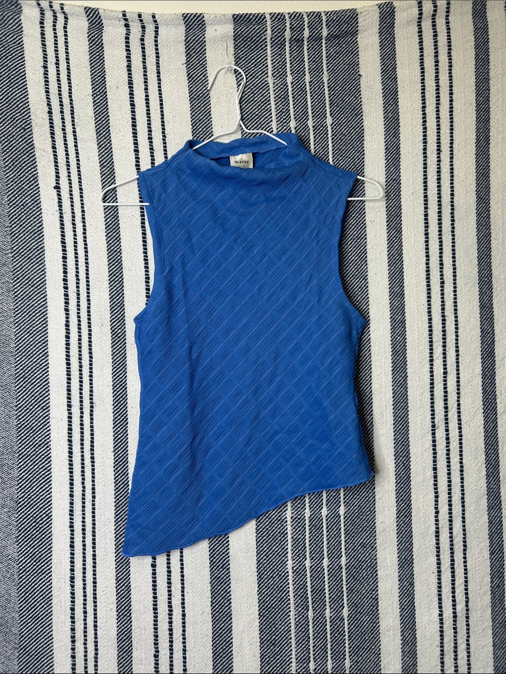Maeve By Anthropologie Asymmetrical Textured Mock Neck Tank Top